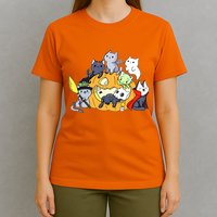 Halloween Cats Anime Cat Kawaii Neko Pumpkin Cat Lover Halloween T-Shirt