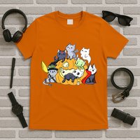 Halloween Cats Anime Cat Kawaii Neko Pumpkin Cat Lover Halloween T-Shirt