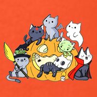 Halloween Cats Anime Cat Kawaii Neko Pumpkin Cat Lover Halloween T-Shirt