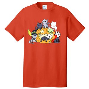 Halloween Cats Anime Cat Kawaii Neko Pumpkin Cat Lover Halloween Tall T-Shirt