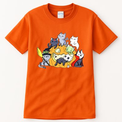 Halloween Cats Anime Cat Kawaii Neko Pumpkin Cat Lover Halloween Tall T-Shirt