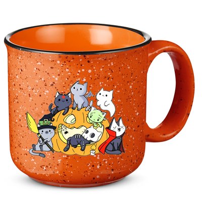Halloween Cats Anime Cat Kawaii Neko Pumpkin Cat Lover Halloween 15oz Campfire Ceramic Mug