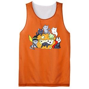 Halloween Cats Anime Cat Kawaii Neko Pumpkin Cat Lover Halloween Mesh Reversible Basketball Jersey Tank