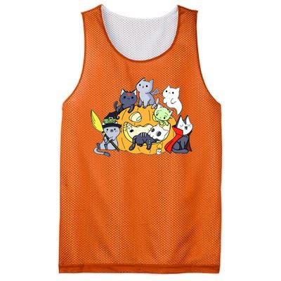 Halloween Cats Anime Cat Kawaii Neko Pumpkin Cat Lover Halloween Mesh Reversible Basketball Jersey Tank