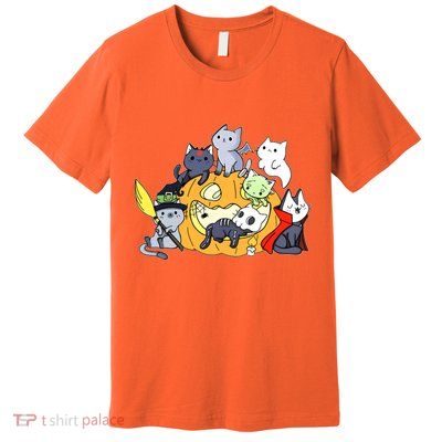 Halloween Cats Anime Cat Kawaii Neko Pumpkin Cat Lover Halloween Premium T-Shirt
