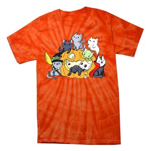 Halloween Cats Anime Cat Kawaii Neko Pumpkin Cat Lover Halloween Tie-Dye T-Shirt