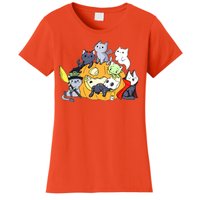 Halloween Cats Anime Cat Kawaii Neko Pumpkin Cat Lover Halloween Women's T-Shirt