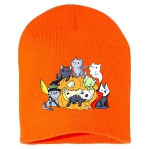 Halloween Cats Anime Cat Kawaii Neko Pumpkin Cat Lover Halloween Short Acrylic Beanie