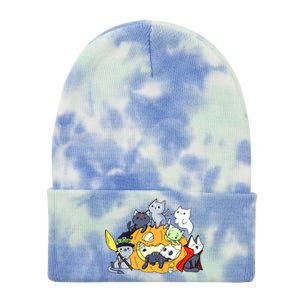 Halloween Cats Anime Cat Kawaii Neko Pumpkin Cat Lover Halloween Tie Dye 12in Knit Beanie