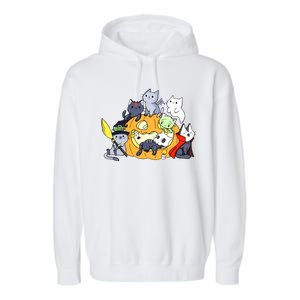 Halloween Cats Anime Cat Kawaii Neko Pumpkin Cat Lover Halloween Garment-Dyed Fleece Hoodie