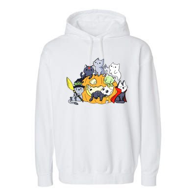 Halloween Cats Anime Cat Kawaii Neko Pumpkin Cat Lover Halloween Garment-Dyed Fleece Hoodie