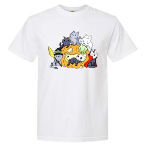 Halloween Cats Anime Cat Kawaii Neko Pumpkin Cat Lover Halloween Garment-Dyed Heavyweight T-Shirt