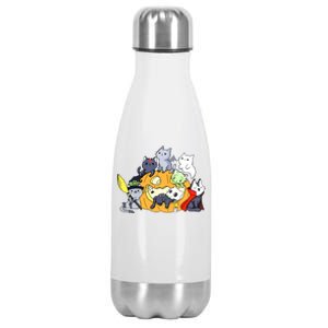 Halloween Cats Anime Cat Kawaii Neko Pumpkin Cat Lover Halloween Stainless Steel Insulated Water Bottle