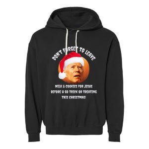 Happy Christmas Anti Joe Biden Funny Halloween Pumpkin Garment-Dyed Fleece Hoodie