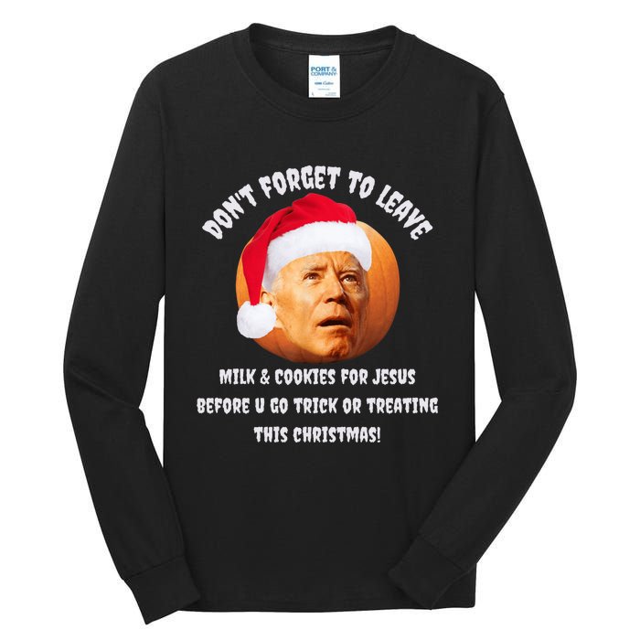 Happy Christmas Anti Joe Biden Funny Halloween Pumpkin Tall Long Sleeve T-Shirt