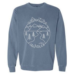 Happy Camper Adventure Awaits Summer Vacation Garment-Dyed Sweatshirt