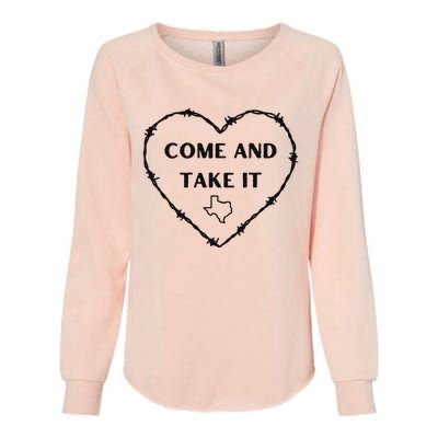 Heart Come And Take It Razor Barbed Wire Political Womens California Wash Sweatshirt