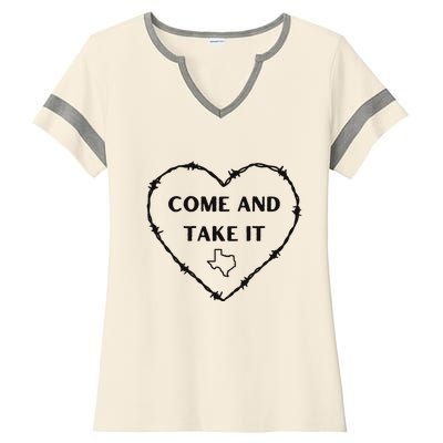 Heart Come And Take It Razor Barbed Wire Political Ladies Halftime Notch Neck Tee