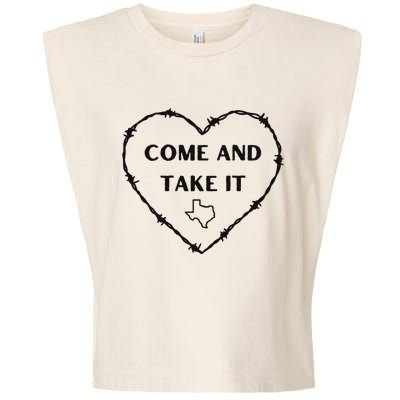 Heart Come And Take It Razor Barbed Wire Political Garment-Dyed Women's Muscle Tee