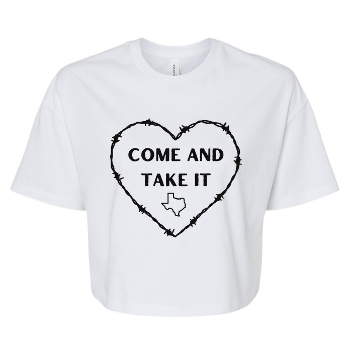 Heart Come And Take It Razor Barbed Wire Political Bella+Canvas Jersey Crop Tee