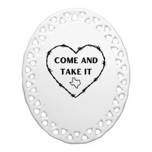 Heart Come And Take It Razor Barbed Wire Political Ceramic Oval Ornament