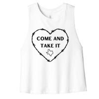 Heart Come And Take It Razor Barbed Wire Political Women's Racerback Cropped Tank