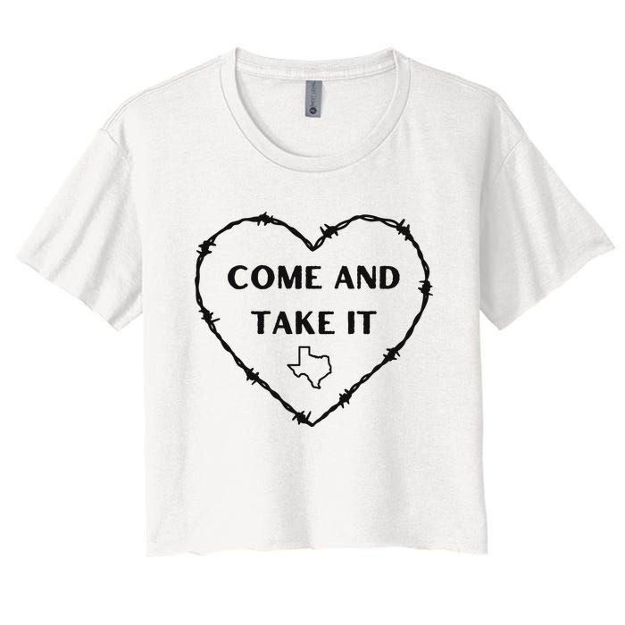 Heart Come And Take It Razor Barbed Wire Political Women's Crop Top Tee