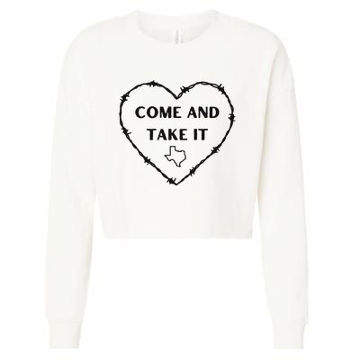 Heart Come And Take It Razor Barbed Wire Political Cropped Pullover Crew