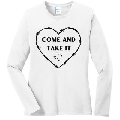 Heart Come And Take It Razor Barbed Wire Political Ladies Long Sleeve Shirt