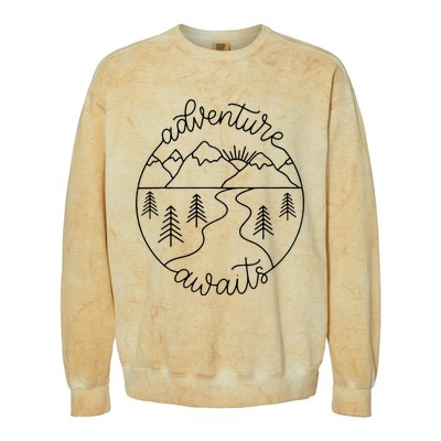 Happy Camper Adventure Awaits Summer Vacation Gift For Women Colorblast Crewneck Sweatshirt