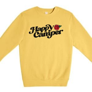 Happy Camper Artwork Red Rose Floral Designs Cute Gift Premium Crewneck Sweatshirt