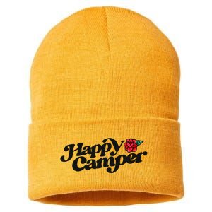 Happy Camper Artwork Red Rose Floral Designs Cute Gift Sustainable Knit Beanie