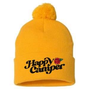 Happy Camper Artwork Red Rose Floral Designs Cute Gift Pom Pom 12in Knit Beanie