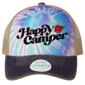 Happy Camper Artwork Red Rose Floral Designs Cute Gift Legacy Tie Dye Trucker Hat