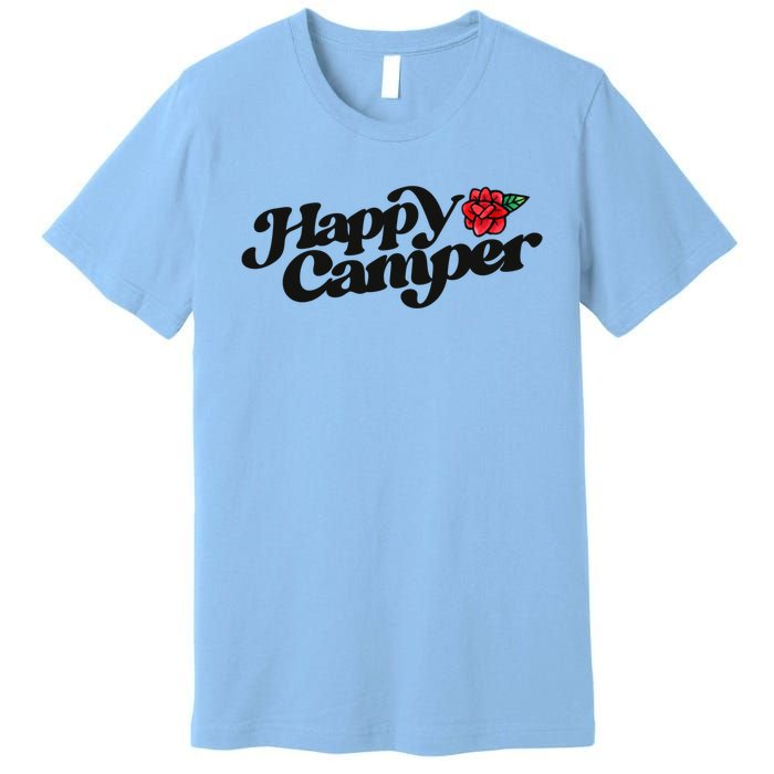 Happy Camper Artwork Red Rose Floral Designs Cute Gift Premium T-Shirt