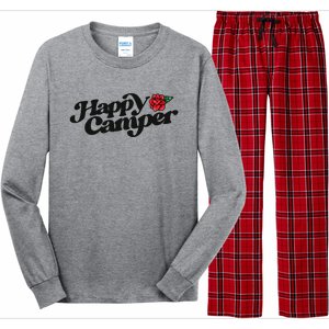 Happy Camper Artwork Red Rose Floral Designs Cute Gift Long Sleeve Pajama Set