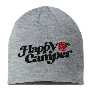 Happy Camper Artwork Red Rose Floral Designs Cute Gift Sustainable Beanie