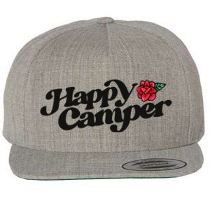 Happy Camper Artwork Red Rose Floral Designs Cute Gift Wool Snapback Cap