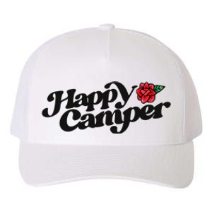 Happy Camper Artwork Red Rose Floral Designs Cute Gift Yupoong Adult 5-Panel Trucker Hat