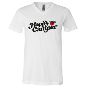 Happy Camper Artwork Red Rose Floral Designs Cute Gift V-Neck T-Shirt