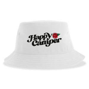 Happy Camper Artwork Red Rose Floral Designs Cute Gift Sustainable Bucket Hat