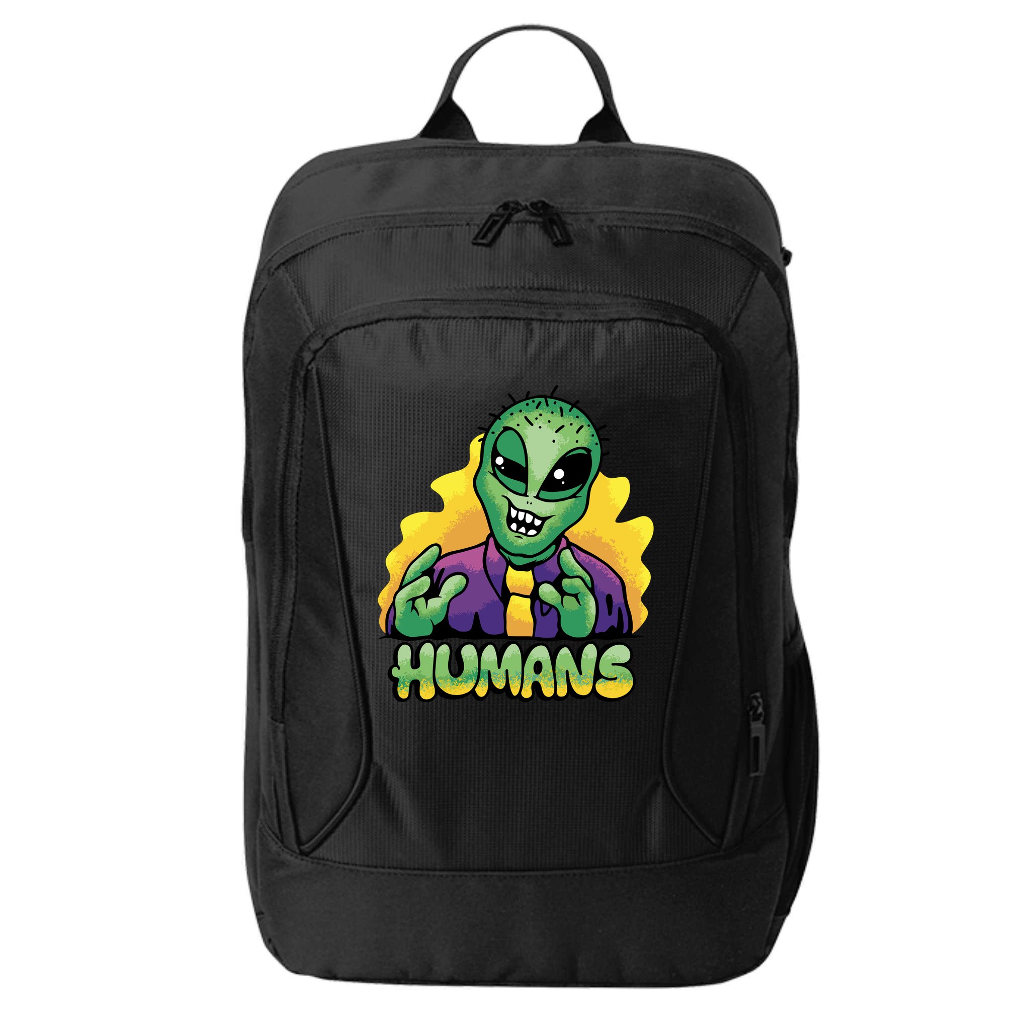 Humans Crazy Alien Funny City Backpack