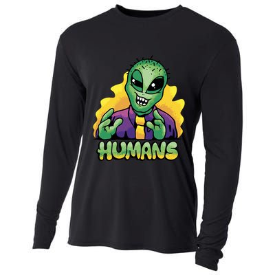 Humans Crazy Alien Funny Cooling Performance Long Sleeve Crew