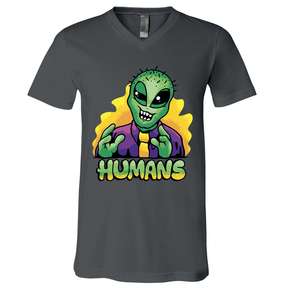Humans Crazy Alien Funny V-Neck T-Shirt