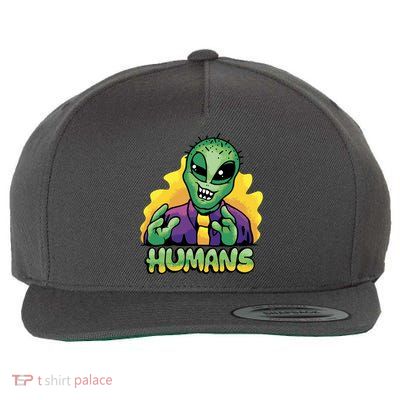 Humans Crazy Alien Funny Wool Snapback Cap