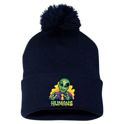 Humans Crazy Alien Funny Pom Pom 12in Knit Beanie