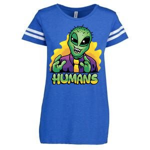 Humans Crazy Alien Funny Enza Ladies Jersey Football T-Shirt