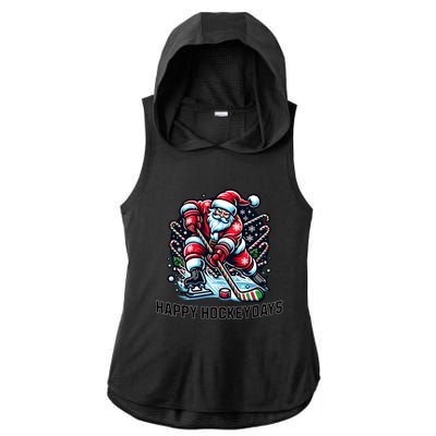 Hockey Christmas And Holidays And Xmas Funny Santa Gift Ladies PosiCharge Tri-Blend Wicking Draft Hoodie Tank