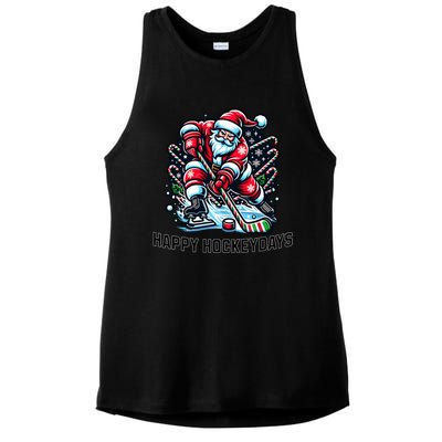 Hockey Christmas And Holidays And Xmas Funny Santa Gift Ladies PosiCharge Tri-Blend Wicking Tank