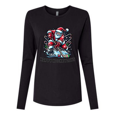 Hockey Christmas And Holidays And Xmas Funny Santa Gift Womens Cotton Relaxed Long Sleeve T-Shirt